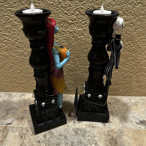 Disney Nightmare Before Christmas Jack & Sally LED Candle Holder Set 11” NWT - Picture 5 of 9